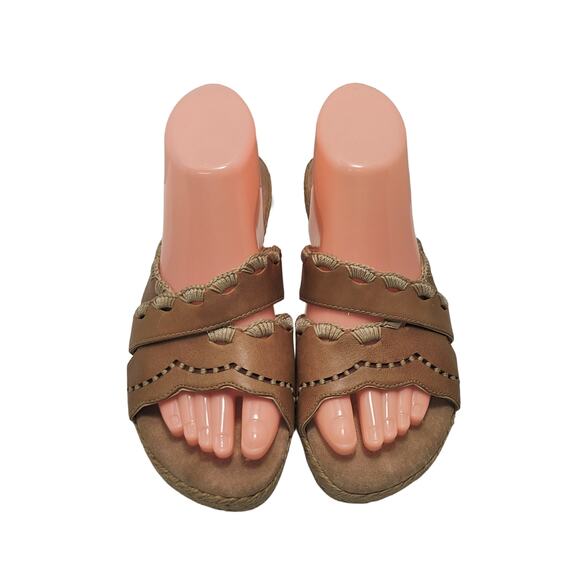 Clarks Artisan Collection Brown Leather Espadrille Slide Sandals - Picture 6 of 13